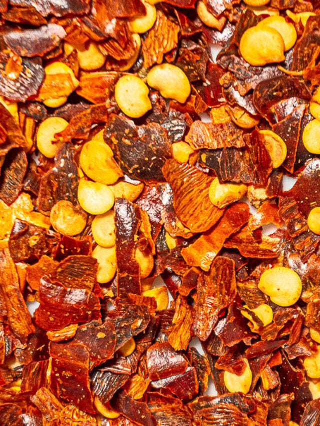 close up of red pepper chili flakes