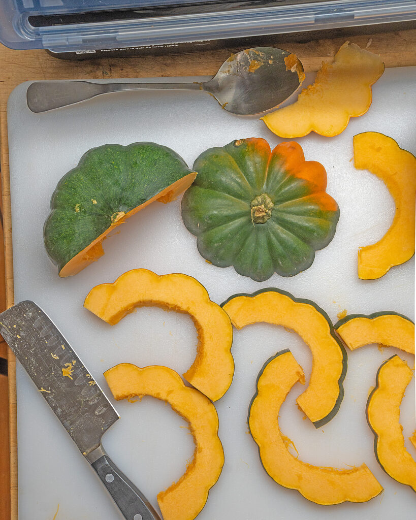 top down view of acorn squash slices